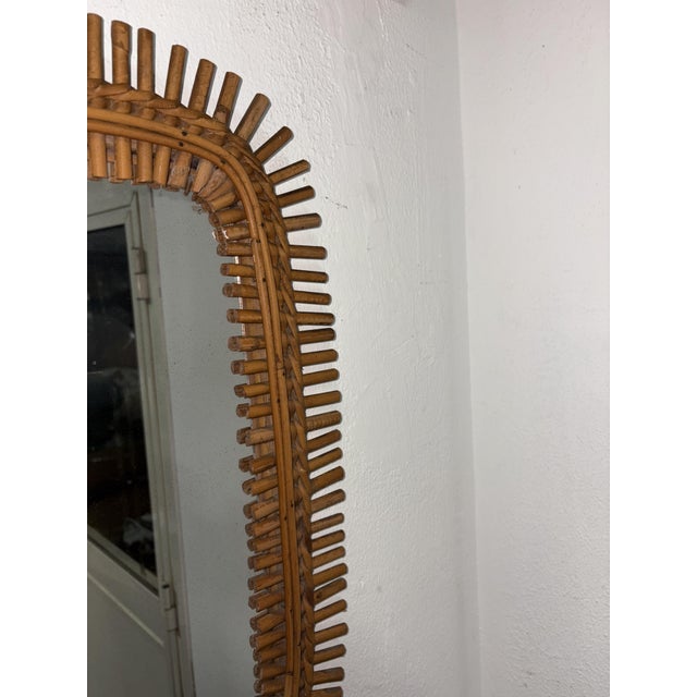 Mid-century rattan/bamboo wall mirror, Italy 1960 height 56 ​​cm, width 44 cm, internal dimensions, height 41 cm, width 29...