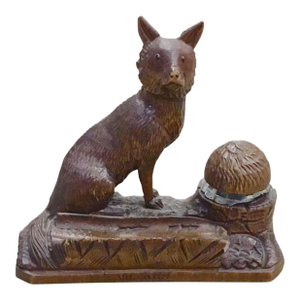 Antique Black Forest Fox Inkwell