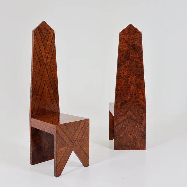 Modern Pair of 1970s Modernist Tall Back "Throne Chairs" For Sale - Image 3 of 11