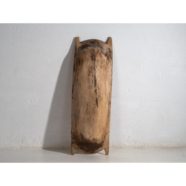 Brown Antique Oval Wooden Bowl For Sale - Image 8 of 10