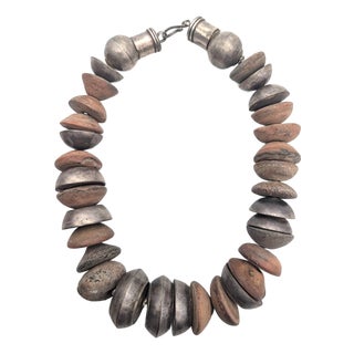 Vintage Silver & Stone Beaded Choker Necklace For Sale