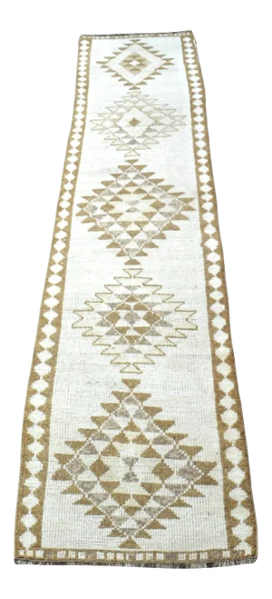 Vintage Turkish Hand Knotted Runner Rug