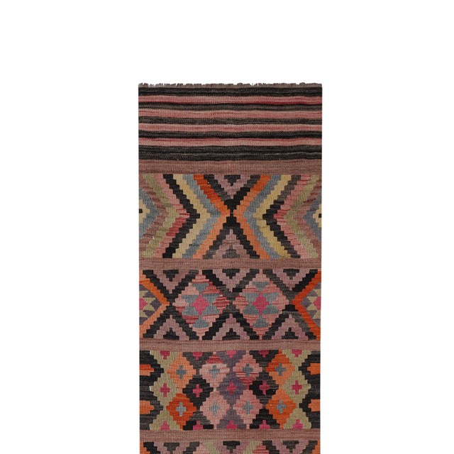 1970s Vintage Turkish Kilim Runner 3'1'' X 13'3'' 37" x 159'' / 94 x 405 Cm Hand woven with high quality pure wool...