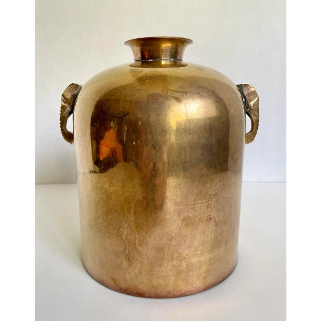 Mid 20th Century Solid Brass Vase With Elephant Head Handles For Sale In Los Angeles - Image 6 of 10