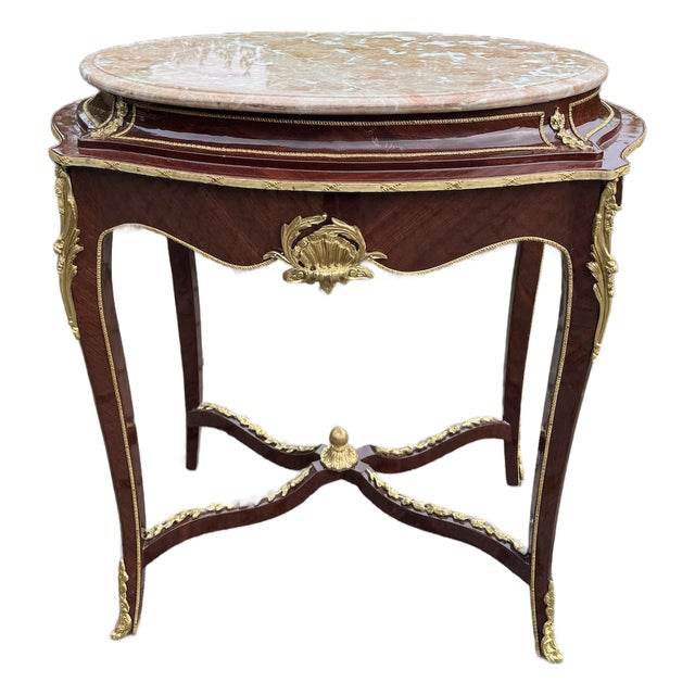 1920 French Louis XVI Mahogany Marble Side Table - 1 Pc For Sale