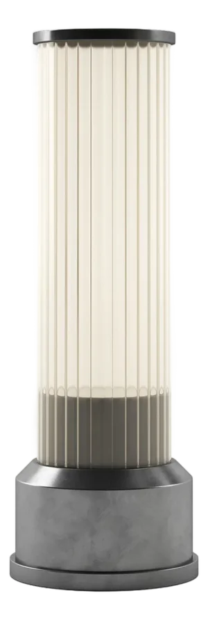 CANDLESTICK Rechargeable Cordless LED Table Lamp, 3-Levels Brightness Touch Sensor Control, Brushed Pewter