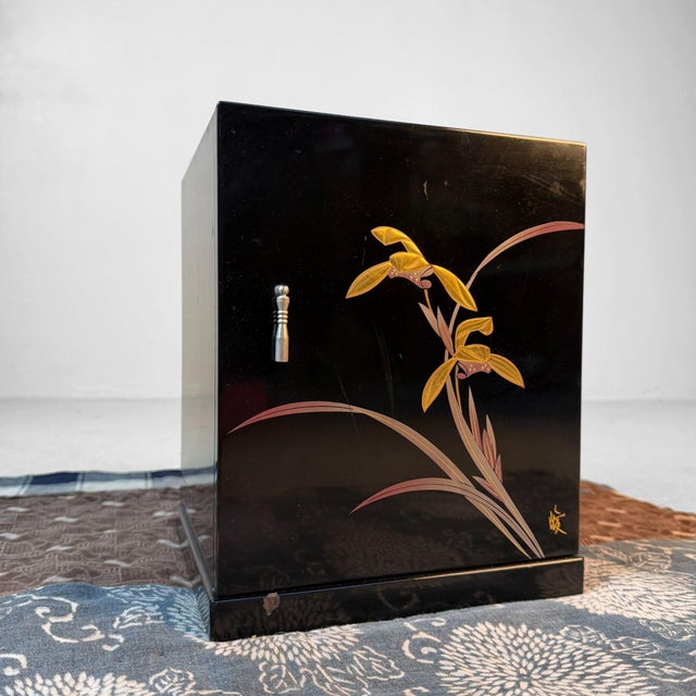 Japanese Lacquer Cabinet with Orchid, 1980s For Sale - Image 16 of 16