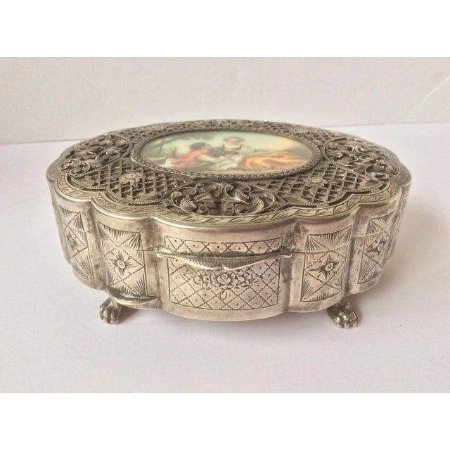 European Silver Jewel Box With Painting For Sale In San Antonio - Image 6 of 9