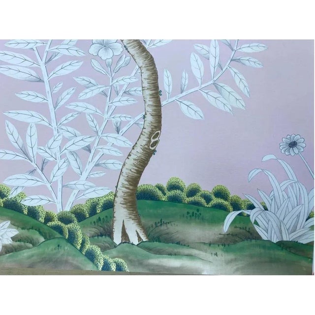 Not Yet Made - Made To Order 20" *40"/Panel, a Set of 2 Panels Pink Chinoiserie Printed Wallpaper Panels,Tea Wallpaper For Sale - Image 5 of 5