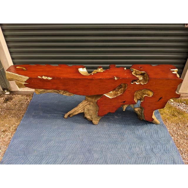 Phillips Cast Naturals Root Burl Driftwood Console Table in Gold Leaf For Sale - Image 15 of 18