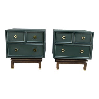 1950s American of Martinsville Nightstands in Evergreen Lacquer - a Pair For Sale