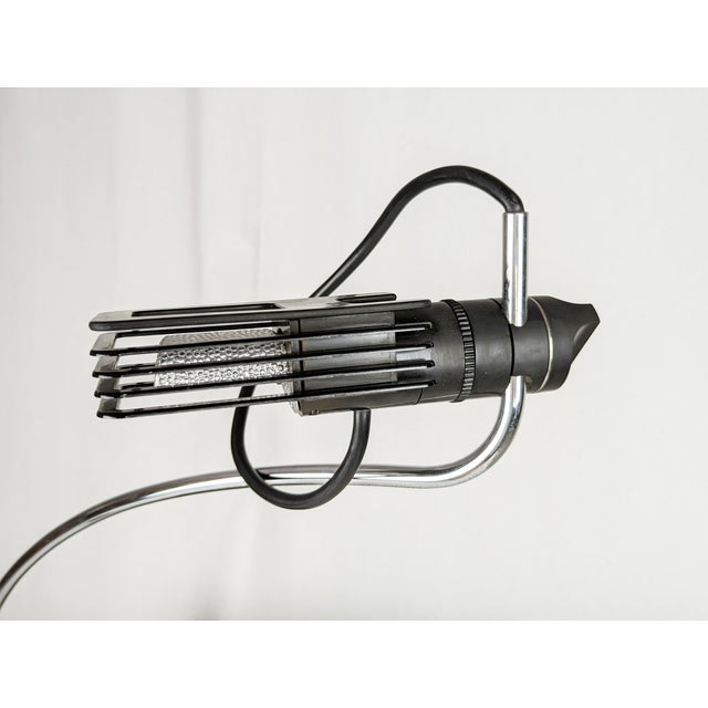 Postmodern Alogena Adjustable Table Lamp in Black Plastic and Chrome Plated Metal by B. Gecchelin for Oluce, 1970s For Sale - Image 3 of 12