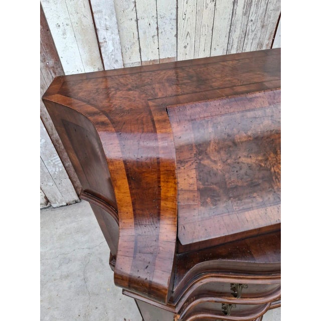 Antique Baroque Revival Walnut Secretaire with Curved Drawers and Fall-Front Desk For Sale - Image 17 of 18