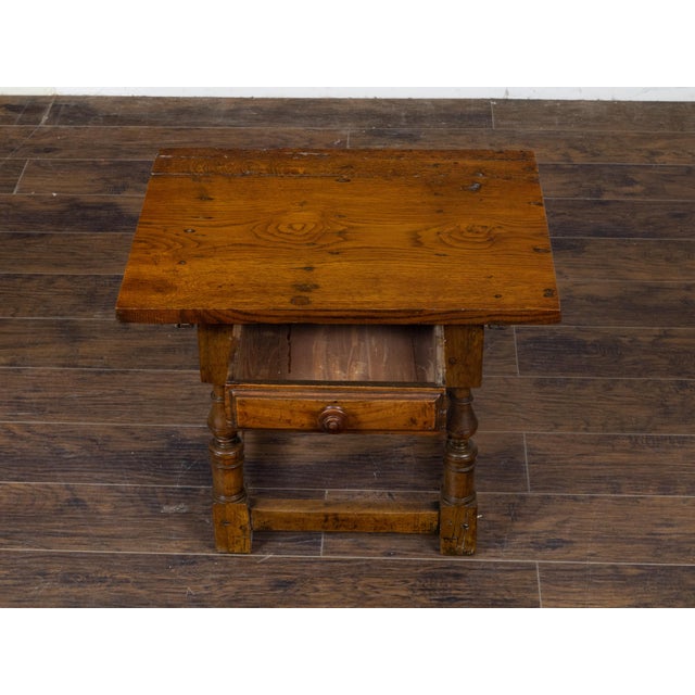English 19th Century Walnut Side Table with Drawer and Turned Baluster Legs For Sale - Image 12 of 12