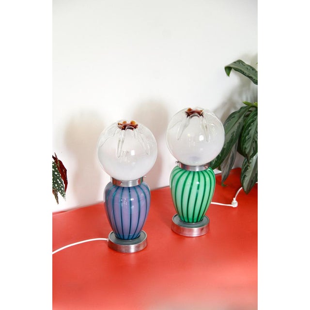 AVMazzega Space Age Murano Swirl Table Lamps from Mazzega, Italy, 1970s, Set of 2 For Sale - Image 4 of 15