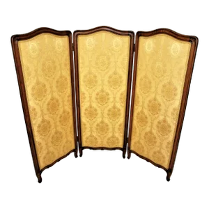 Antique French Three Panel Upholstered Two-Sided Screen