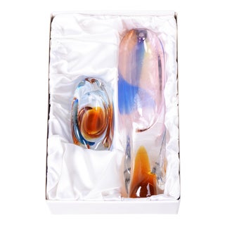 Mid-Century Modern Vase with Ashtray by Josef Rozínek for Novy Bor Glassworks, Czech, 1950s, Set of 2 For Sale