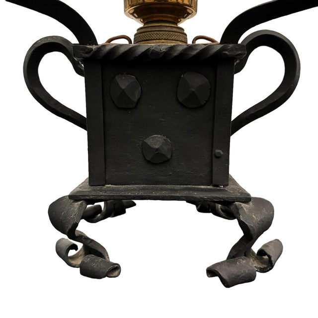 Late 19th/Early 20th Century American Arts and Crafts Wrought Iron Lamp For Sale - Image 11 of 12