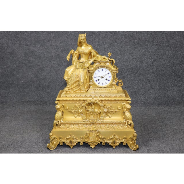 French Antique French 19th C. English Style Mantle Clock by Guenee For Sale - Image 3 of 17
