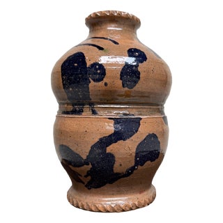Vintage Dark Blue Glazed Ceramic Vase, Italy, 1990s For Sale