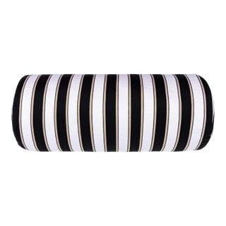 Scalamandre 21" x 7" Piano Stripe Bolster Pillow in Ebony For Sale