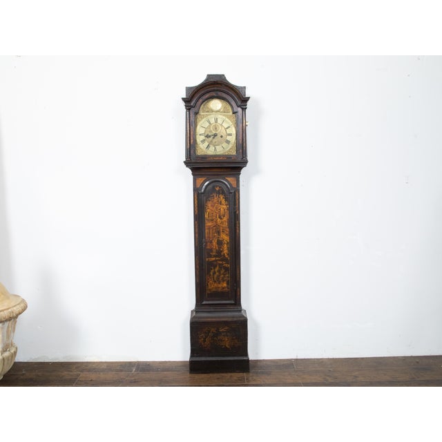 English 18th Century Chinoiserie James Hewitt of Sunderland Tall Case Clock For Sale - Image 10 of 12