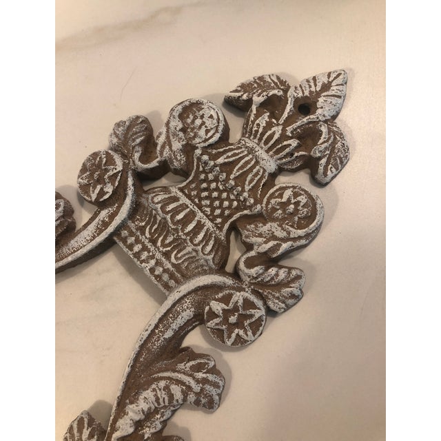 Metal Cast Iron Wall Sconce With 2 Arms For Sale - Image 7 of 8