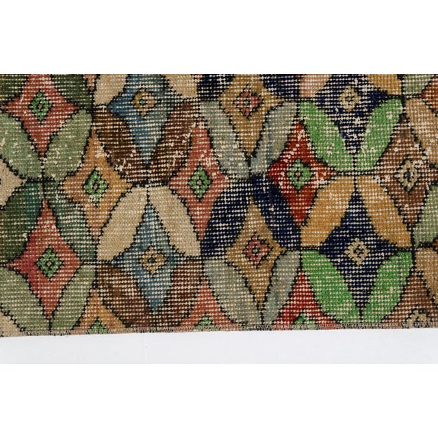 Textile Geometric Antique Vintage Carpet For Sale - Image 7 of 8