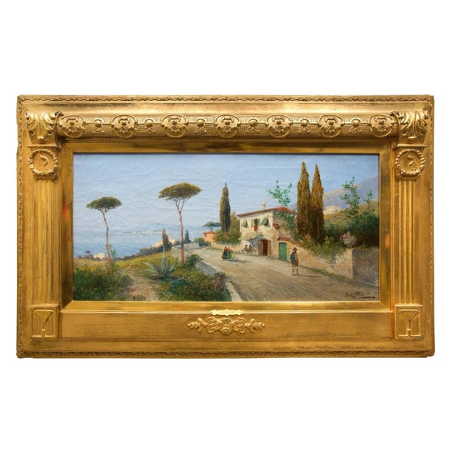 Realism Antique Landscape Painting of Naples by George Fischhof (Austrian, 1849-1914) For Sale - Image 3 of 12