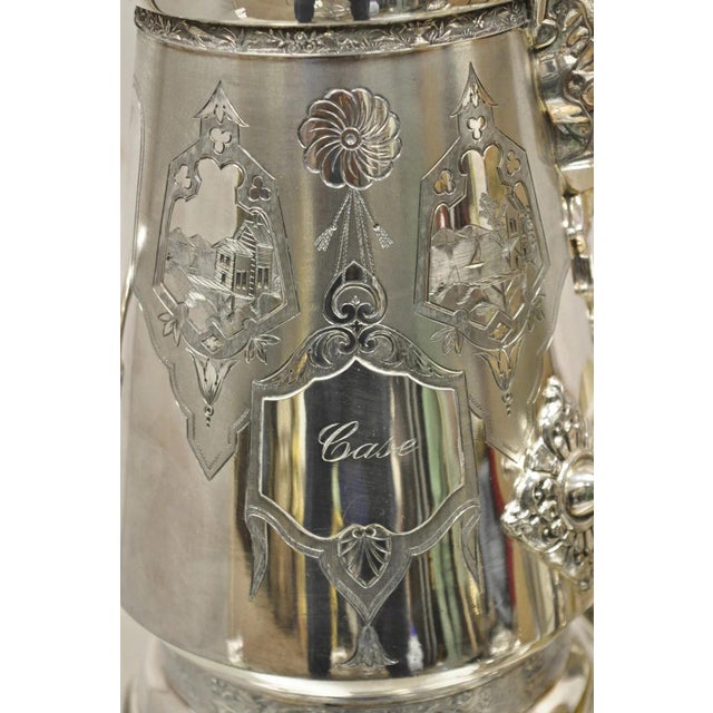 Late 19th Century Victorian Racine Silver Plated Tilting Lemonade Water Pitcher on Stand W/ 2 Goblets For Sale - Image 4 of 15