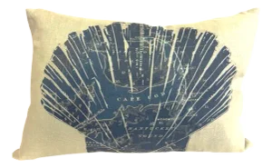 Cape Cod Nautilus Shell Map Linen Lumbar Pillow