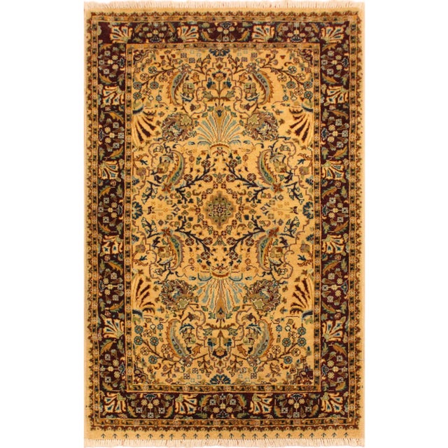 Tan 1980s Semi Vintage Tan/Red Turkish Hand-Knotted Rug -3'1 X 5'4 For Sale - Image 8 of 8