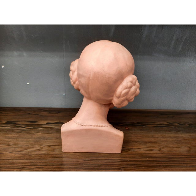Beige Fritz Wolber, Bust of a Woman, 1920s-1940s, Clay For Sale - Image 8 of 13