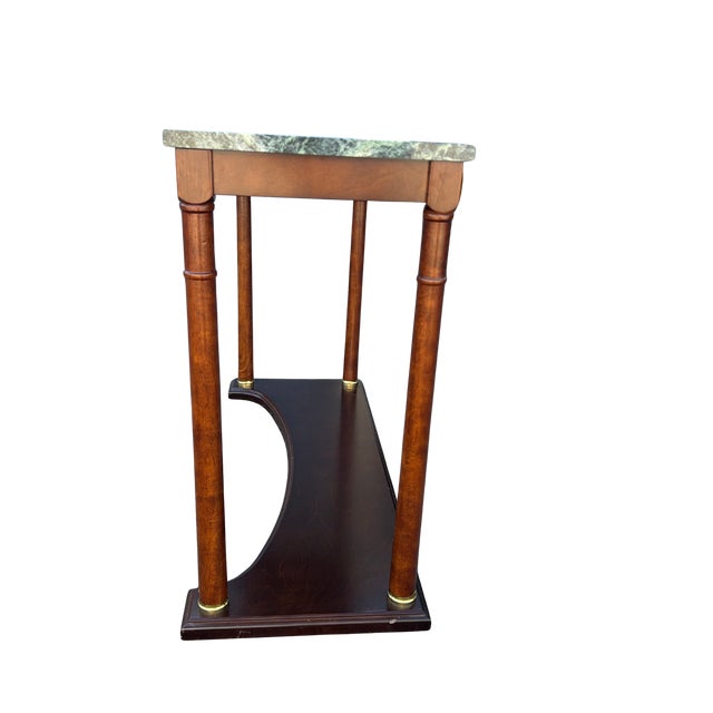 Baker Furniture Company Vintage Regency-Style Console Table With Green Marble Top Attributed to Bombay Company For Sale - Image 4 of 12