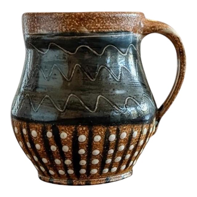 Late 20th Century Lovejoy Pottery Nc Studio Mug-Signed-Handmade-Rustic Wabi Sabi Ceramic-Artisan For Sale