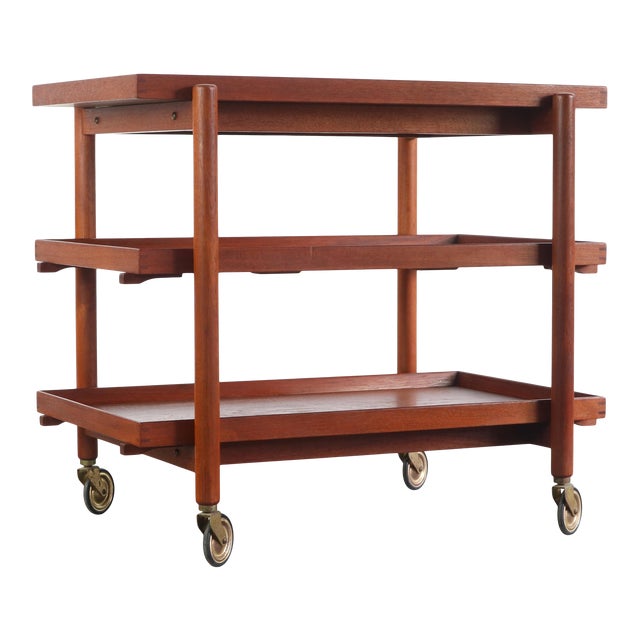 Expandable Danish Modern Bar Cart by Poul Hundevad, Denmark For Sale