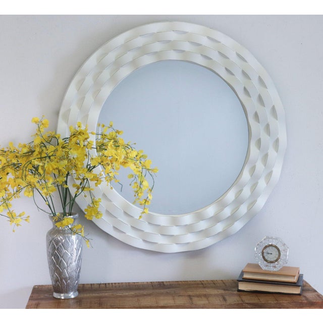 Mystic Coastal Distressed White Round Wall Mirror Chairish