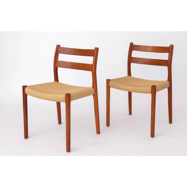 Vintage Danish Model 84 Chairs in Teak and Paper Cord by Niels Otto Møller for J.L. Møllers, 1970s, Set of 4 For Sale - Image 5 of 8