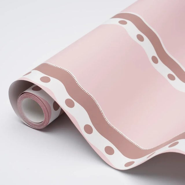 Schumacher SAMPLE - Schumacher Rousseau Stripe Wallpaper In Cocoa & Blush For Sale - Image 4 of 5