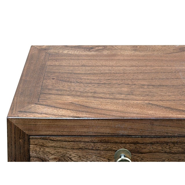Brown 47" Brown Wood Grain Pattern Drawers Console Side Altar Table For Sale - Image 8 of 14