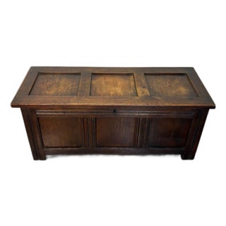 Mid 17th Century Antique English Oak Coffer/Trunk For Sale