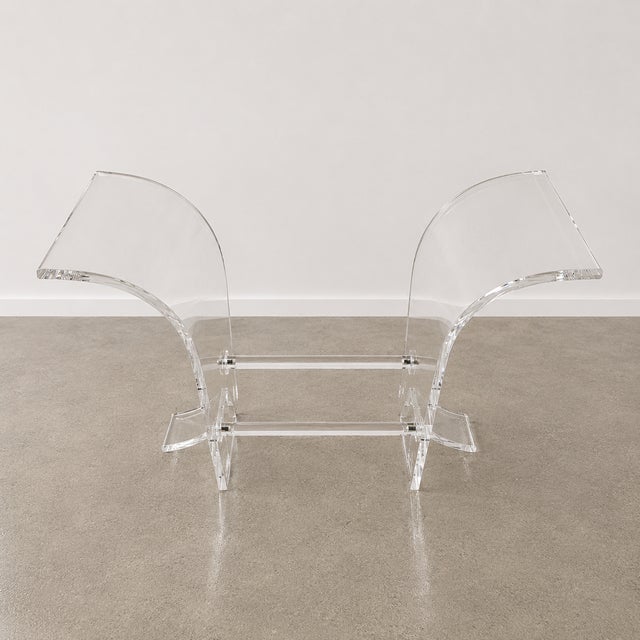 Mid-Century Modern Vintage Lucite Wing Panel Console Table Base For Sale - Image 3 of 9