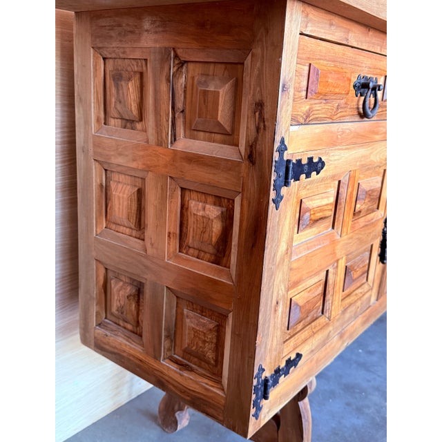 Late 19th Century Spanish Baroque Carved Walnut Tuscan Three Drawers Credenza or Buffet For Sale - Image 12 of 18