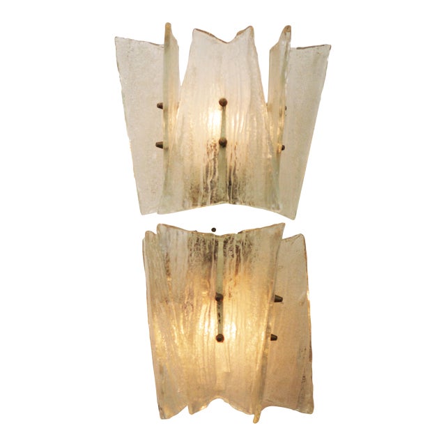 Ice Glass Sconce by J.T. Kalmar for Kalmar, 1960s For Sale