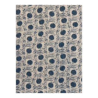 G P & J Baker Seed Pod Blue Linen Blend Fabric 6 3/8 Yards For Sale