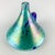 Vintage Iridescent Oil Lamp Art Glass Loop Handle Green Blue Rainbow For Sale - Image 4 of 7