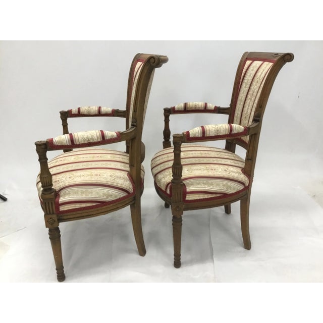 Vintage French Directoire Fauteuil Armchairs - a Pair For Sale - Image 9 of 13