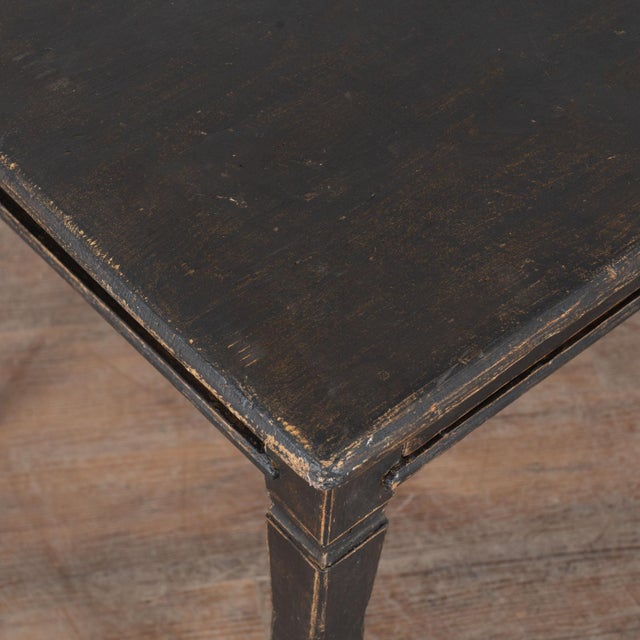 Black Late 19th Century Swedish Black Painted Pine Two-Drawer Table For Sale - Image 8 of 15