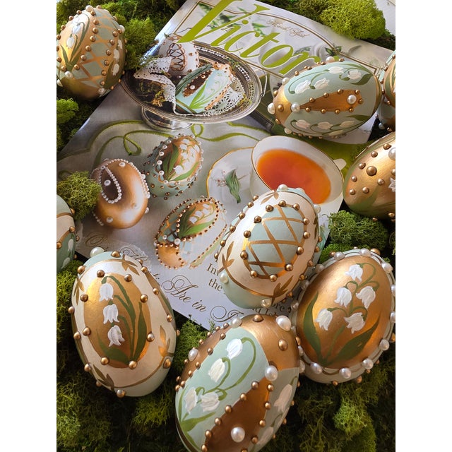 French Victoria Magazine Hand-Painted Egg "Style C" For Sale - Image 3 of 5