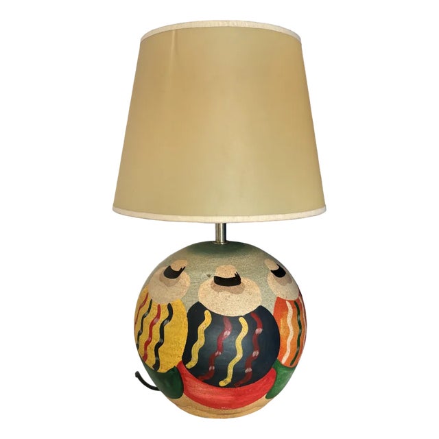 Vintage Table Lamp Representing Woman in Hat in the Sand, 1970s For Sale